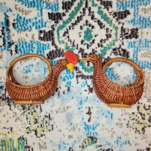 Rooster And Hen Collectible Shelf Baskets,‎ Set Of Two